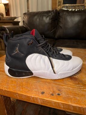 Jordan Jumpman Pro High-Top Sneakers in White and Black with Red Accents